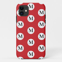 Capa Para iPhone 11 Monograma de Bolinhas Vermelha