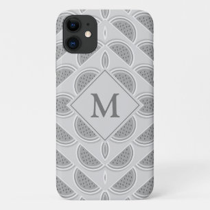 Capa Para iPhone 11 Monograma de Cinzas de prata Melancia