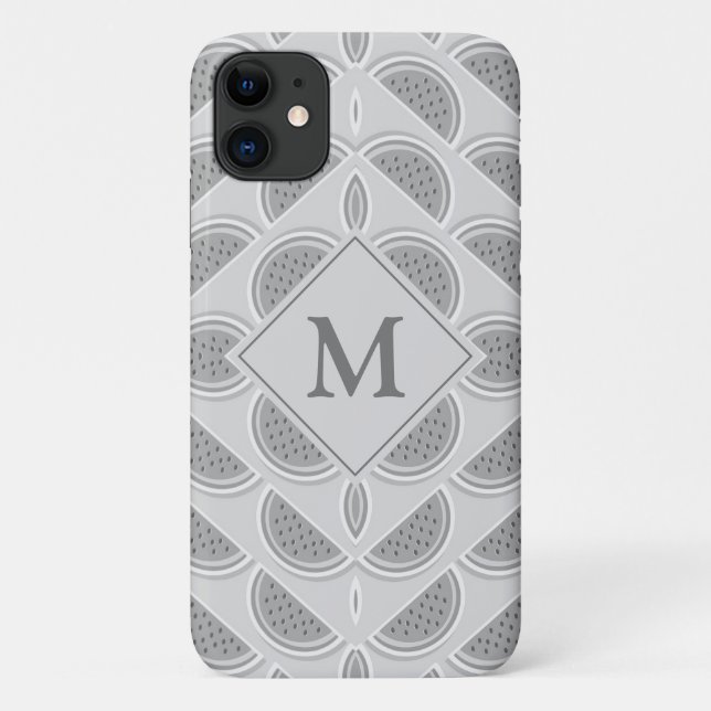 Capa Para iPhone 11 Monograma de Cinzas de prata Melancia (Verso)