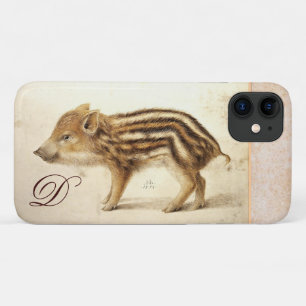 Capa Para iPhone 11 Monograma de Desenho de Animais WILD BOAR PIGLET