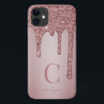 Capa Para iPhone 11 Monograma de Drives de brilho Dourado moderno Rosa<br><div class="desc">Girly Chic Rosa Dourado Sparkle Glitter Drips capa de telefone Monograma com nossas tendências de brilho sujo em cor-de-rosa/rosa em um fundo metálico chic. Projetado por Cedar e String. Para personalizar ainda mais, clique no link "personalizar mais" e use a ferramenta design para modificar o design. Se precisar de assistência...</div>