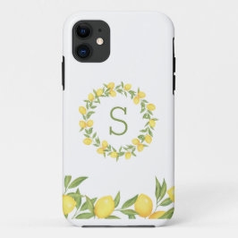 Capa Para iPhone 11 Monograma de Folhagem de Limões