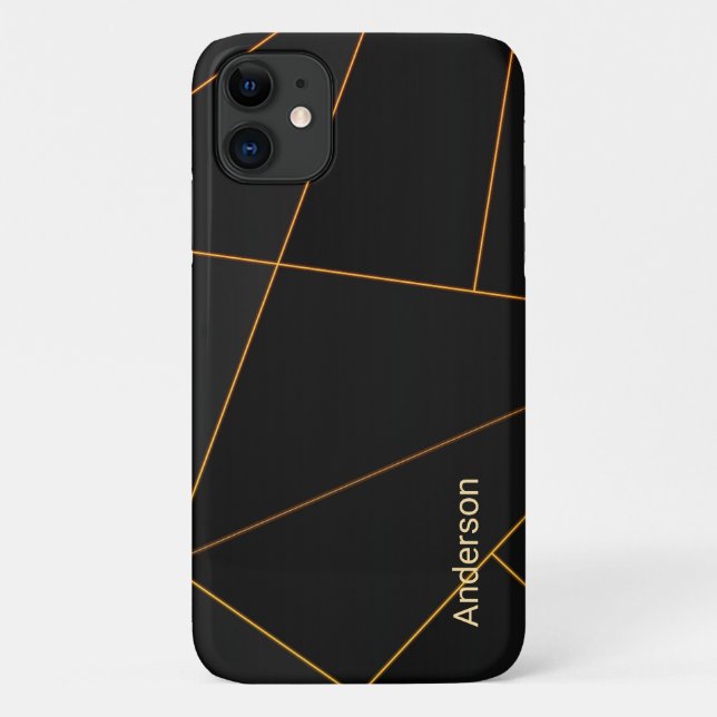 Capa Para iPhone 11 Monograma de Linha Retroativa Elegível Moderna (Verso)