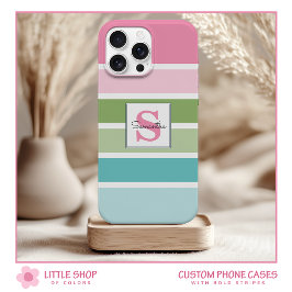 Capa Para iPhone 11 Monograma de Listras Pastel Ousadas