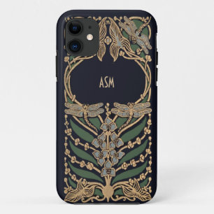 Capa Para iPhone 11 Monograma de Nouveau da arte do vintage