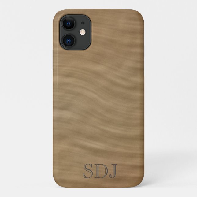 Capa Para iPhone 11 Monograma de Tan Sandstone (Verso)