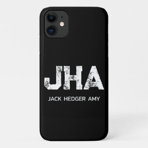 CAPA PARA iPhone 11 MONOGRAMA DE TRÊS LETRAS MINIMALISTA BRANCO NOME P