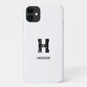 CAPA PARA iPhone 11 MONOGRAMA DE UMA LETRA PRETO MINIMALISTA NOME BRAN
