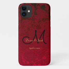 Capa Para iPhone 11 Monograma do Casamento no inverno Preto Dourado Ve