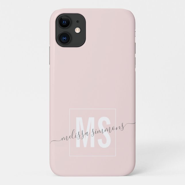 Capa Para iPhone 11 Monograma do nome do script moderno (Verso)