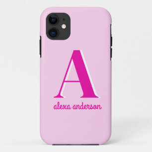 Capa Para iPhone 11 Monograma Dolly Retro Rosa Quente