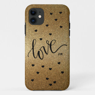Capa Para iPhone 11 Monograma Dourado com amor
