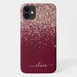 Capa Para iPhone 11 Monograma Dourado de Brilhante Rosa Rosa Rosa Rosa