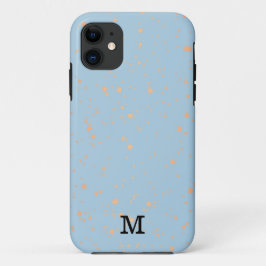 Capa Para iPhone 11 Monograma Editável Azul E Dourado
