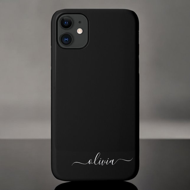 Capa Para iPhone 11 Monograma Elegante Moderno e Branco Negro (Criador carregado)