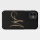 Capa Para iPhone 11 Monograma Elegante Nome Dourado Preto  (Back (Horizontal))