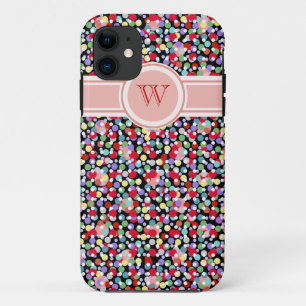Capa Para iPhone 11 monograma feminino do teste padrão colorido dos