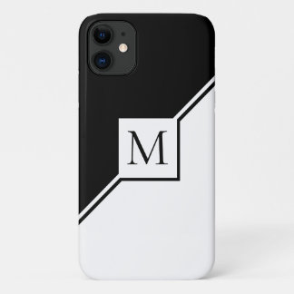 Capa Para iPhone 11 Monograma geométrico preto e branco moderno