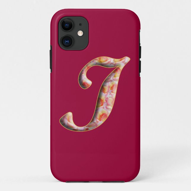 Capa Para iPhone 11 Monograma I em Rosas Padrão Iphone 5 Caso (Verso)