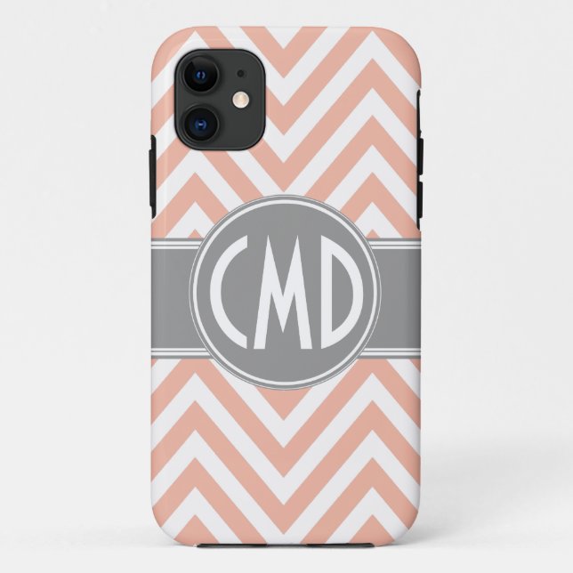 CAPA PARA iPhone 11 MONOGRAMA INICIA ORANGE CHEVRON (Verso)