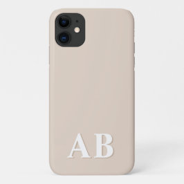 Capa Para iPhone 11 Monograma Inicial Minimalista Moderno Bege