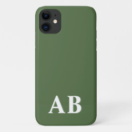 Capa Para iPhone 11 Monograma Inicial Minimalista Moderno Verde