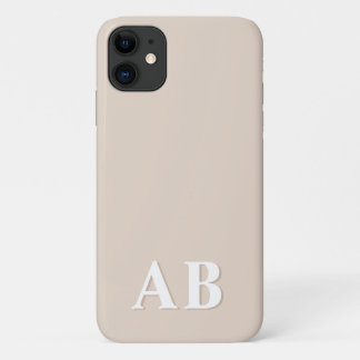 Capa Para iPhone 11 Monograma inicial mínimo moderno bege