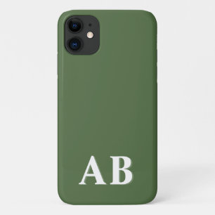 Capa Para iPhone 11 Monograma inicial mínimo verde