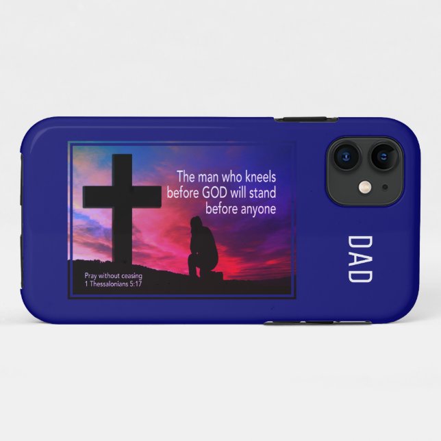 Capa Para iPhone 11 Monograma KNEELS ANTES DE DEUS Christian (Verso (horizontal))