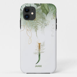 Capa Para iPhone 11 Monograma - Letra J Elegante Ferns
