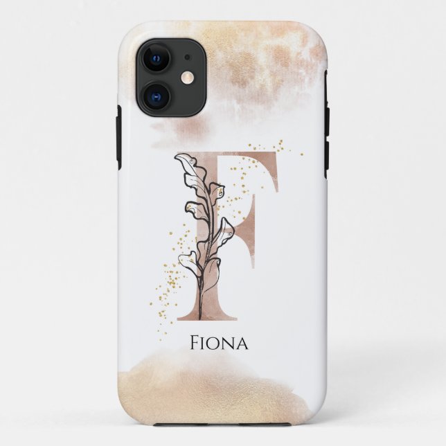 Capa Para iPhone 11 Monograma - Letra Moderna Inicial F Boho Personali (Verso)