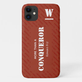 Capa Para iPhone 11 Monograma MAIS QUE VENCEDOR Cristão VERMELHO