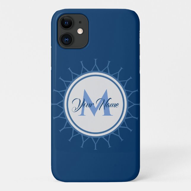 Capa Para iPhone 11 Monograma marinho elegante intenso! (Verso)