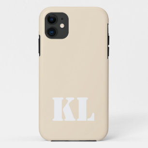 Capa Para iPhone 11 Monograma Metálico de Cor Sólida de Champanhe