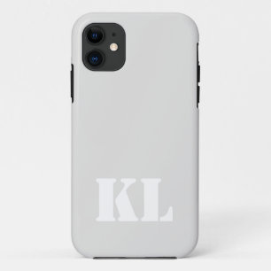 Capa Para iPhone 11 Monograma Minimalista de Cor Sólida Platinum Metál