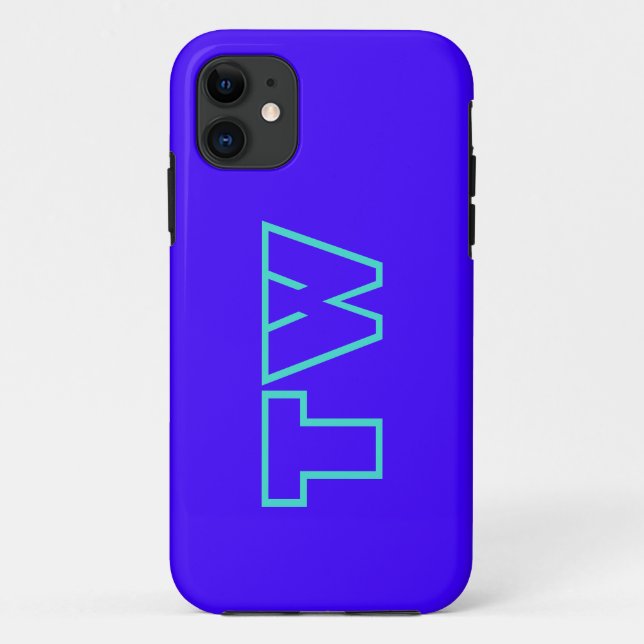 Capa Para iPhone 11 Monograma Mínimo de Cor Sólida Elétrica Ultramari (Verso)