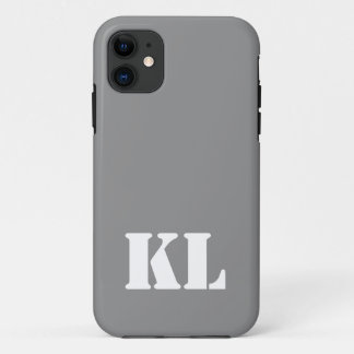 Capa Para iPhone 11 Monograma Mínimo de Cor Sólida Metálica da Água