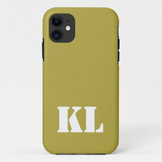 Capa Para iPhone 11 Monograma Mínimo de Cor Sólida Metálica do Brass