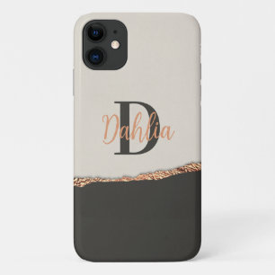 Capa Para iPhone 11 monograma moderno cor-de-rosa-preto-rosa