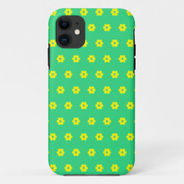 Capa Para iPhone 11 Monograma moderno de flores verdes amarelas da saf