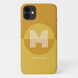 Capa Para iPhone 11 Monograma Moderno Geométrico Amarelo-na moda