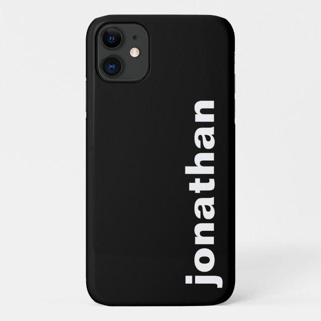 Capa Para iPhone 11 Monograma Moderno Preto (Verso)