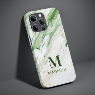 Capa Para iPhone 11 Monograma Na moda Verde Moderno Personalizado