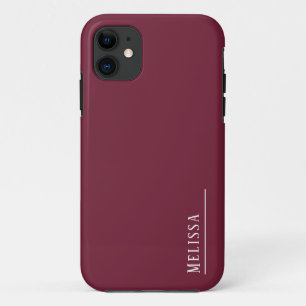 Capa Para iPhone 11 Monograma personalizado, burgundy moderno