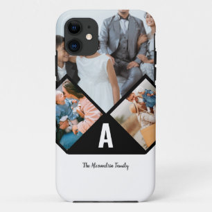 Capa Para iPhone 11 Monograma personalizado da família de colagens de 