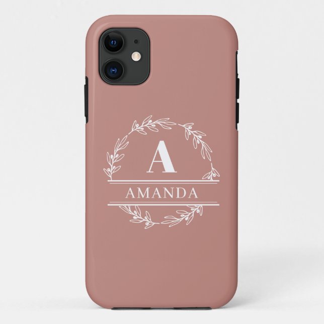 Capa Para iPhone 11 Monograma Personalizado de bonito Caminho Rosa  (Verso)