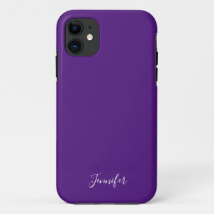 Capa Para iPhone 11 Monograma Personalizado de Cor Sólida Real Roxo