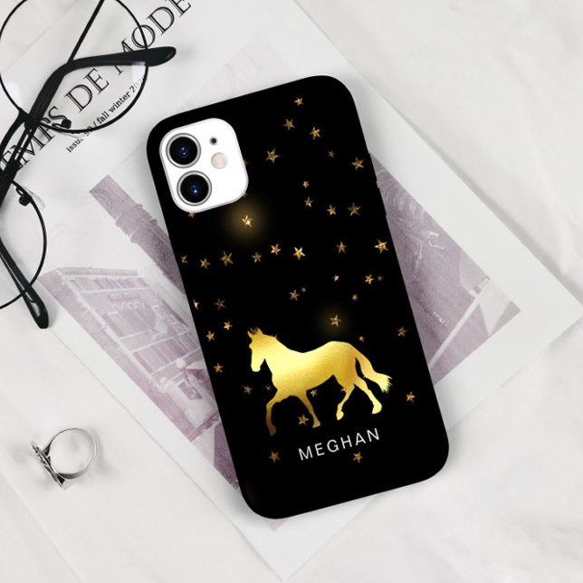 Capa Para iPhone 11 Monograma Personalizado Equestre Estrelas de Caval (Criador carregado)