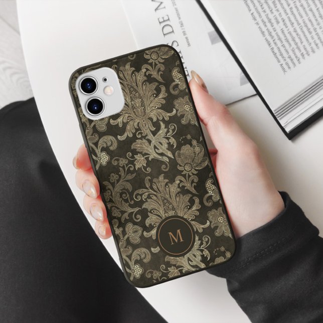 Capa Para iPhone 11 Monograma Personalizado Real Dourado Damask (Criador carregado)
