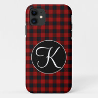 Monograma Personalizado Xadrez Búfalo Vermelho e P